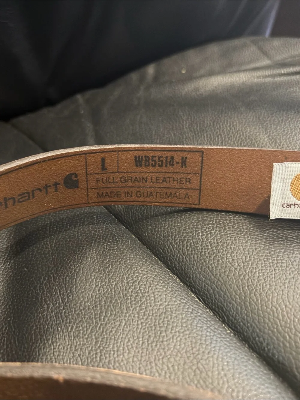 Carhartt Kids Brown Leather Belt with Brass-Tone Buckle
